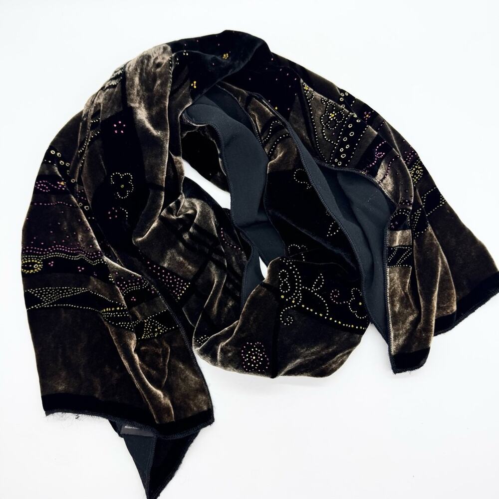 Velvet Made in Italy Silk Blend Dark Romantic Whimsigoth Wrap Scarf Office Glam‎